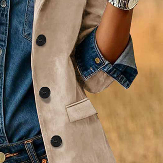 Plus Size Women's Solid Color Blazer Jacket Notch Lapel Long Sleeve Motorcycle Coat With Pockets For Office&Formal Wear CJ US