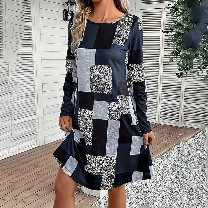 Women's Round Neck Long Sleeve Dress CJ US
