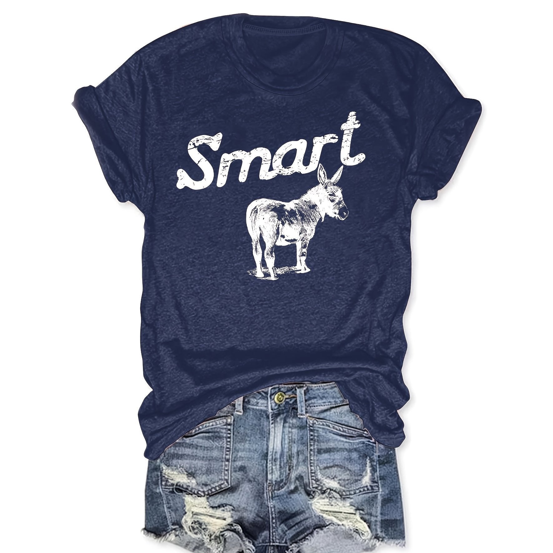 Women's Round Neck Short Sleeve T-Shirt - Casual Summer Top 