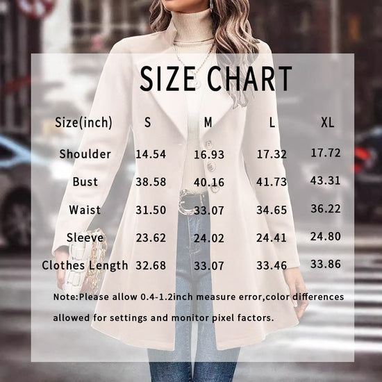 “Women’s Lapel Collar Single-Breasted Long Pea Coat Overcoat” CJ US