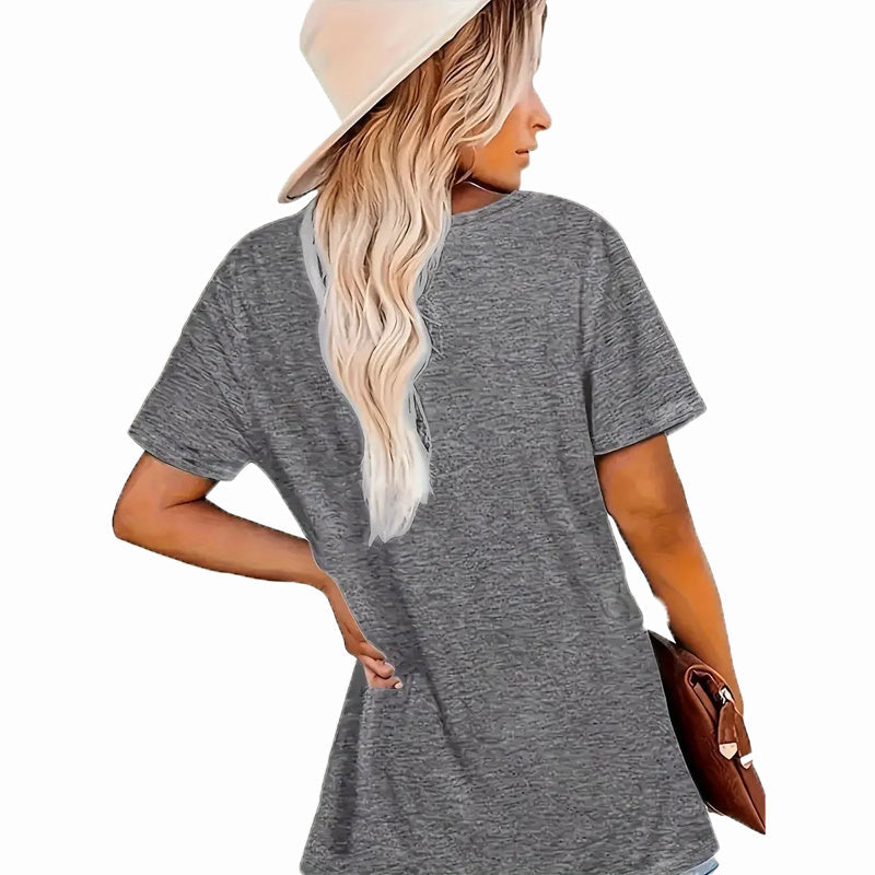 Women's Round Neck Short Sleeve T-Shirt - Donkey & 'SMART' Letter Print Casual Summer Top CJ US