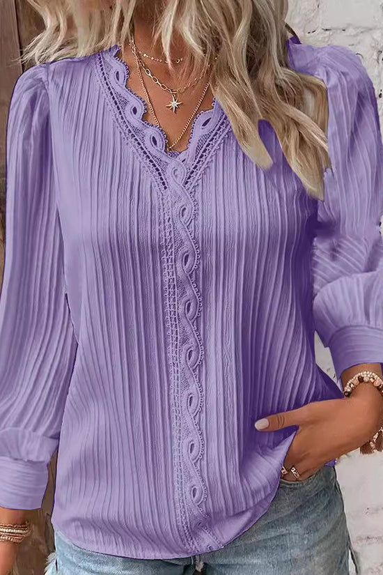 Women’s Lace-Trim V-Neck Blouse 