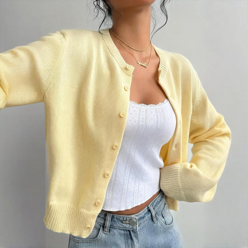 Light Ribbed Button-Up Cardigan CJ US