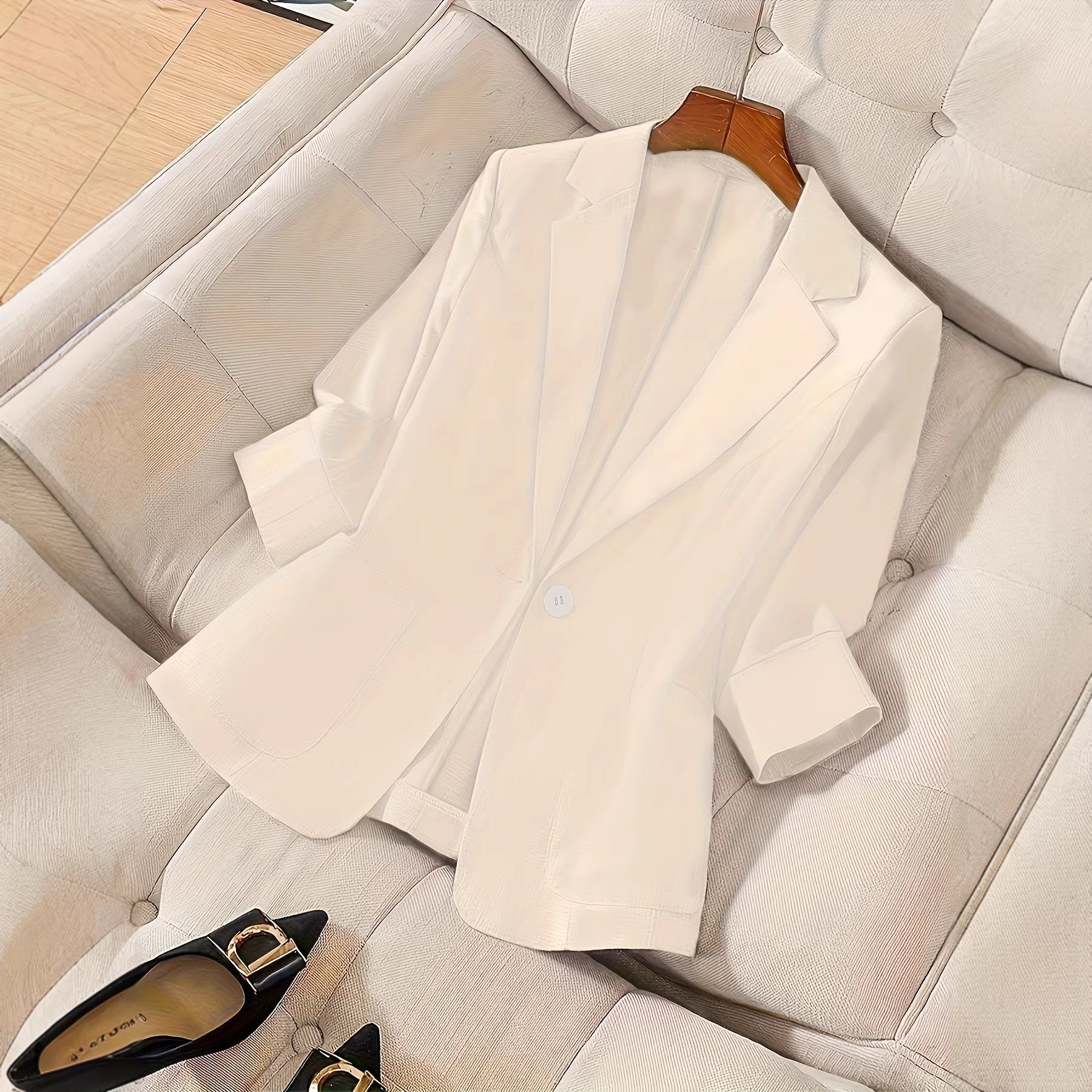 Three-quarter-sleeve Single-button Professional Casual Blazer 