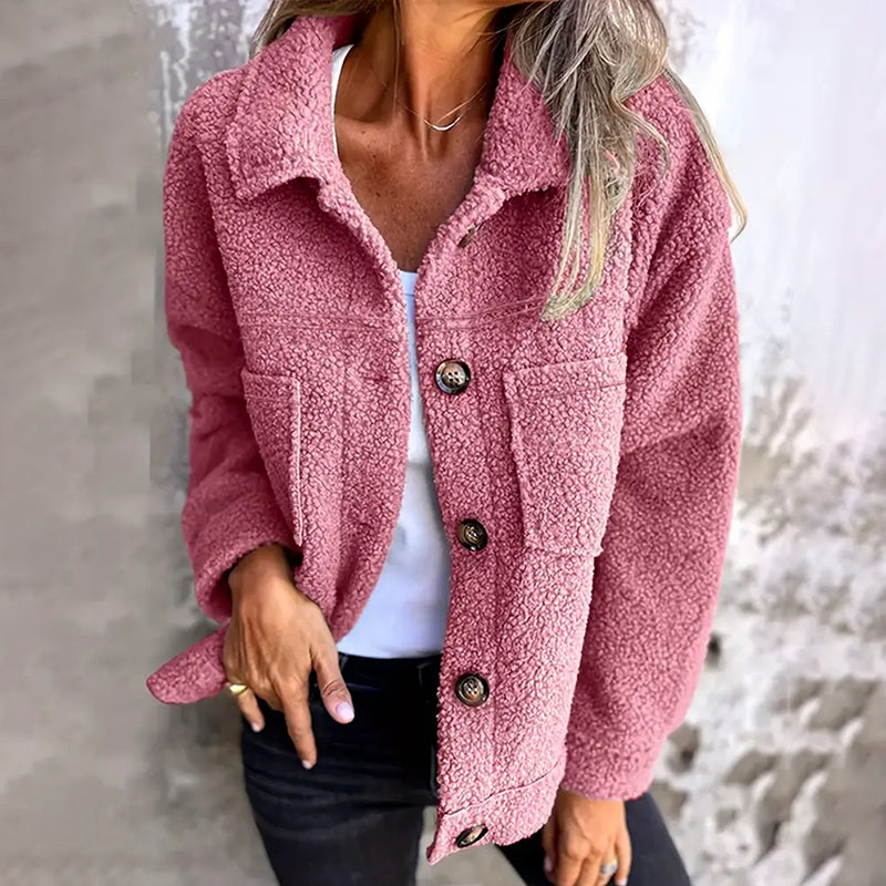 Plus Size Women’s Solid Color Sherpa Jacket CJ US
