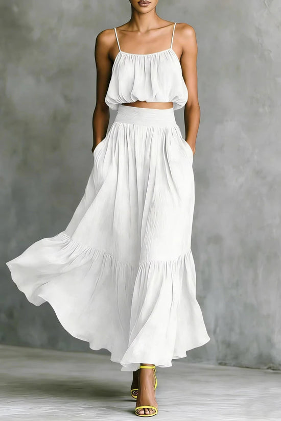 Two-piece High-waist Flared Skirt Set 