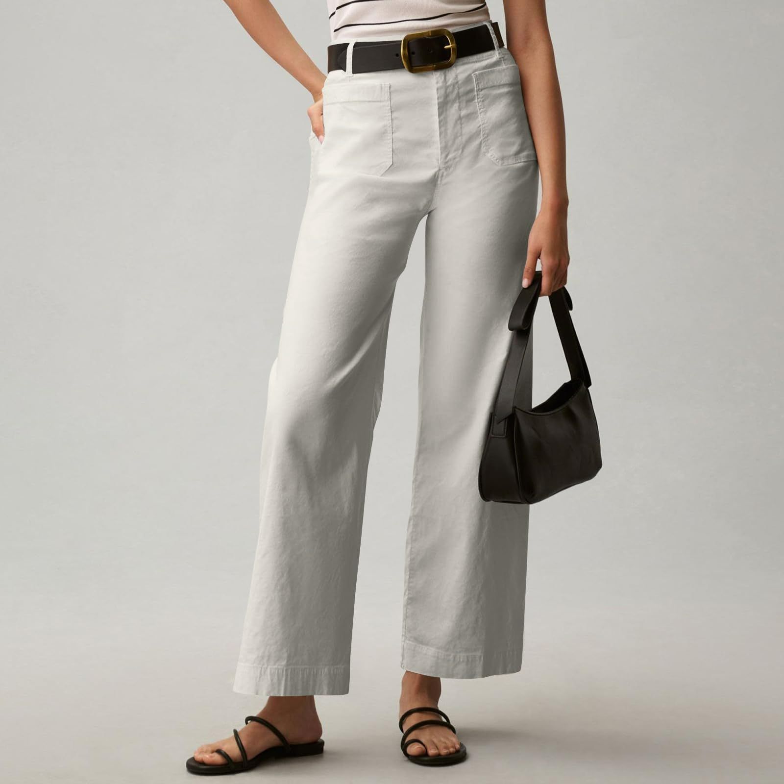 Plus-size High-waisted Slimming Solid-color Suit Pants 
