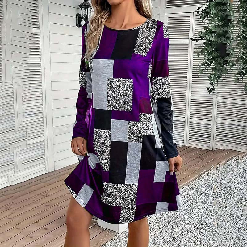 Women's Round Neck Long Sleeve Dress CJ US