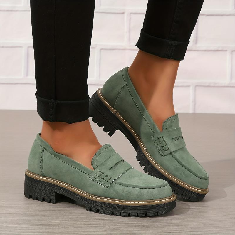 Women's Solid Color Fashionable Thick-soled Loafers 