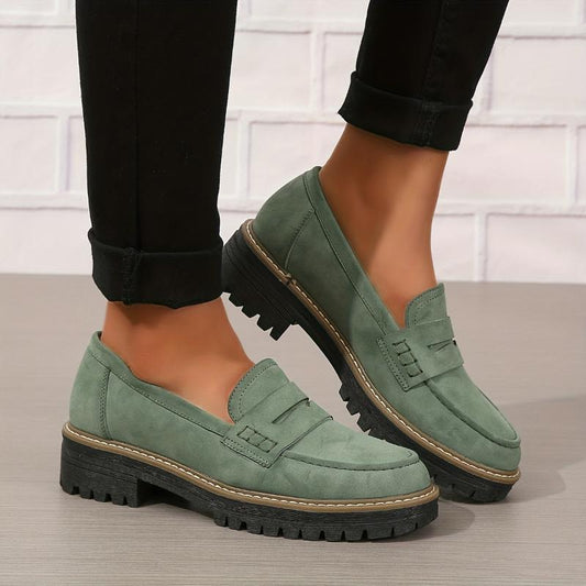 Women's Solid Color Fashionable Thick-soled Loafers 