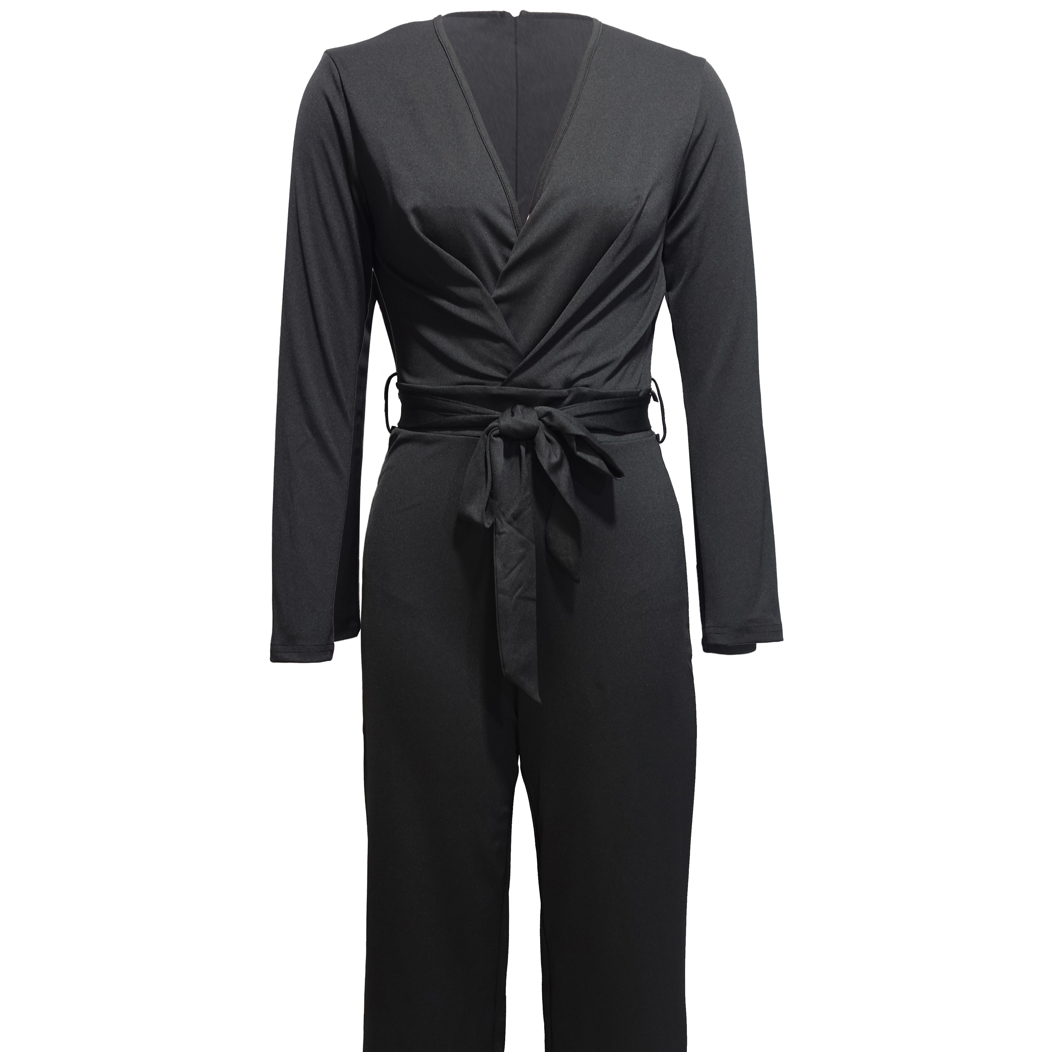 Ladies' Fashionable Slim Fit Sexy V-neck Long Sleeved Slimming Jumpsuit CJ