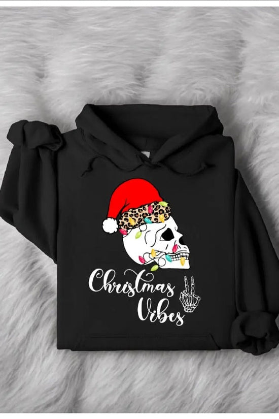 Skeleton Christmas Vibes Hoodie – Funny Santa Claus Holiday Sweatshirt CJ US