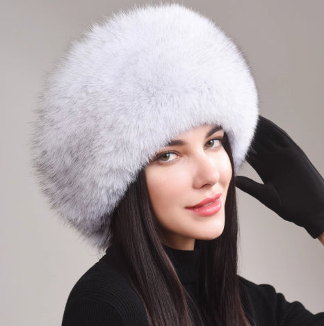 Women's Winter Genuine Leather Ethnic Style Warm Ear Protection Hat 