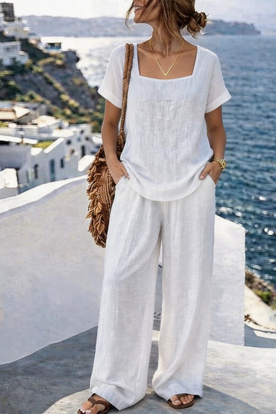 Women's Square-Neck Short-Sleeve Pantsuit 