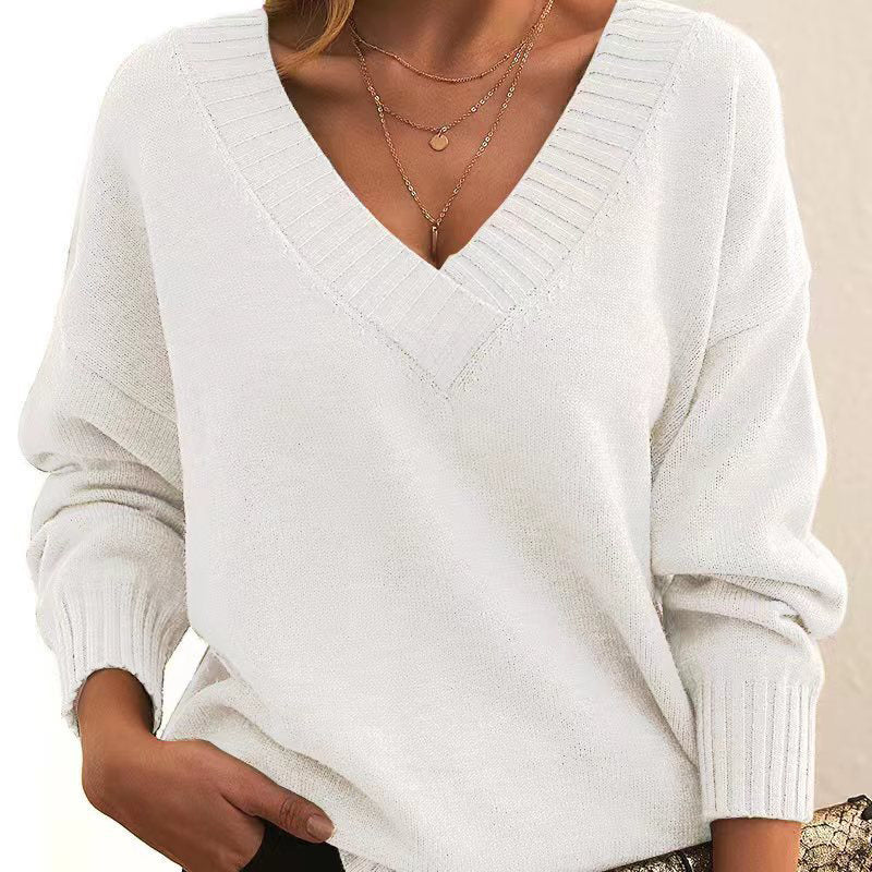 Womens Sweaters Casual Drop Shoulder Long Sleeve V Neck Pullover Tops Trendy Fall Fashion Clothes CJ US
