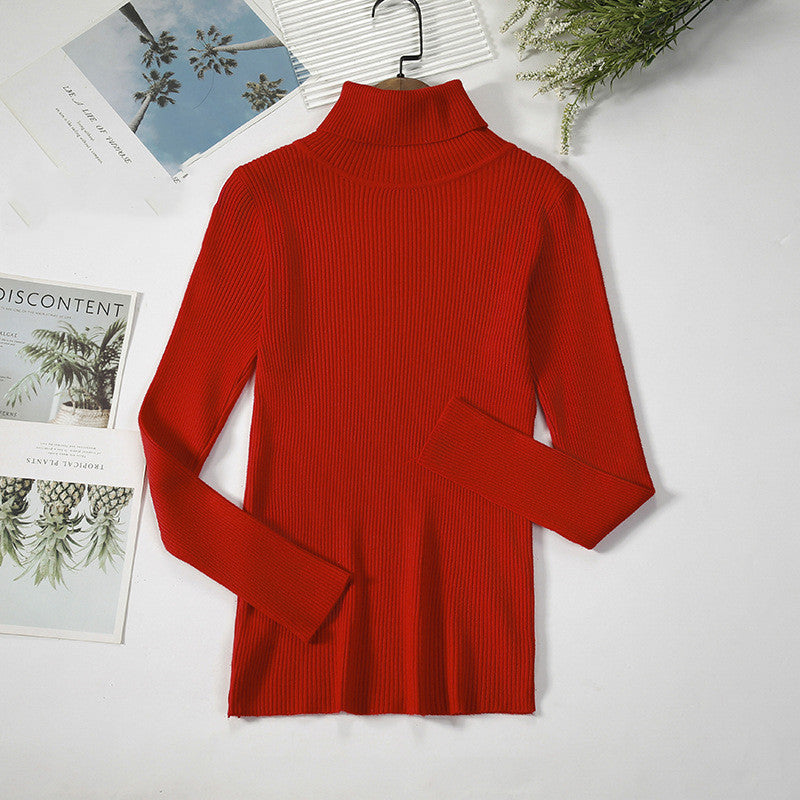 Solid Color Pit Strip Knit Pullover Turtleneck Sweater - Diversi™ Fashion