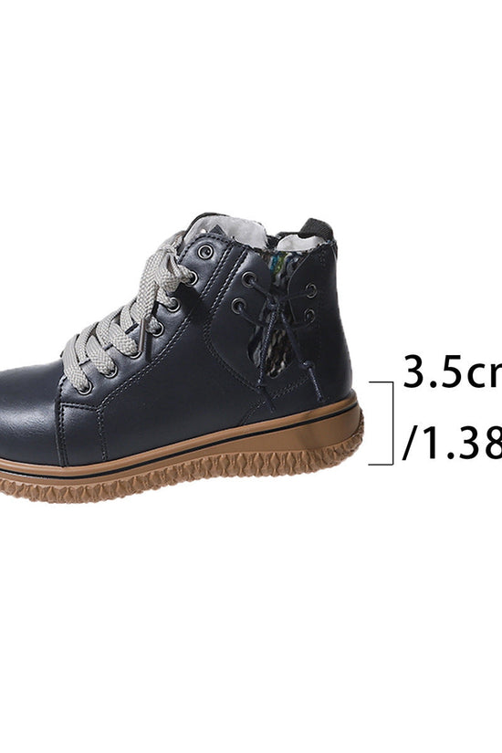 FitiqueFit Women’s Flat Heel Martin Boots – Lace-Up, Side Zip, Cotton Padded Comfort CJ