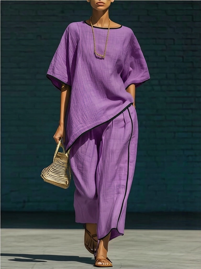 Casual Resort-Style Fashionable Loose Two-Piece Set For Women 