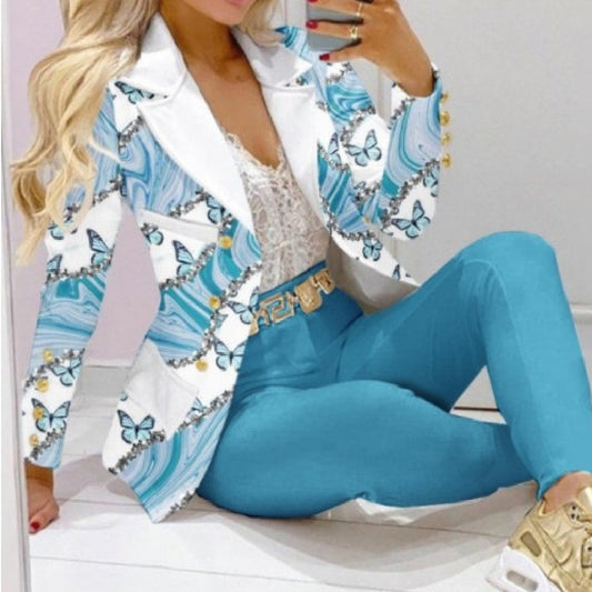 Casual Fashion Set Women's Suit Pink Suit Yellow Brown Striped Dotted Chain 