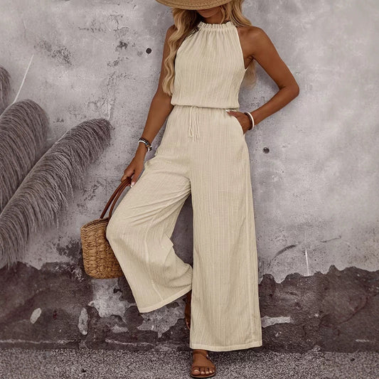 Womens Draped-Neck Vest And Casual Pants Set 