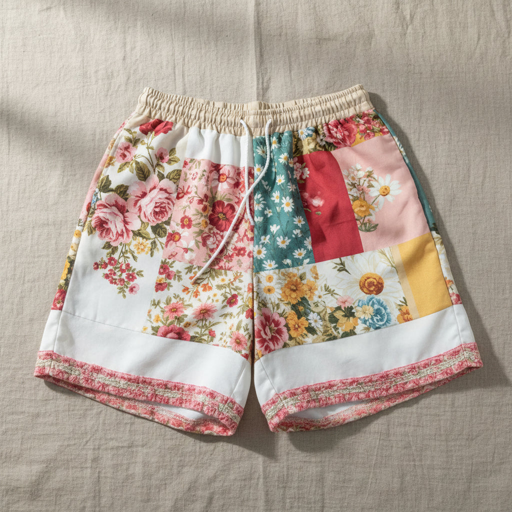 Women’s Retro Floral Print Casual Shorts 
