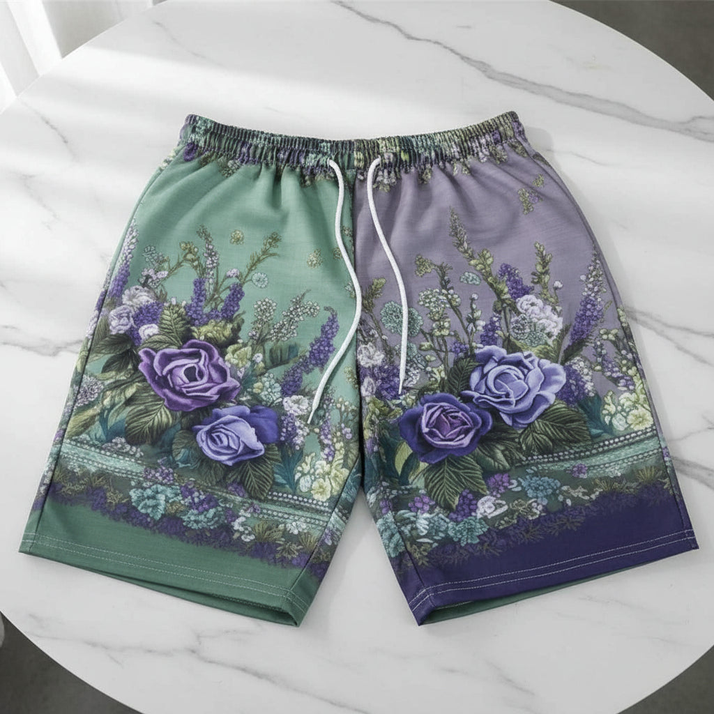 Women’s Retro Floral Print Casual Shorts 