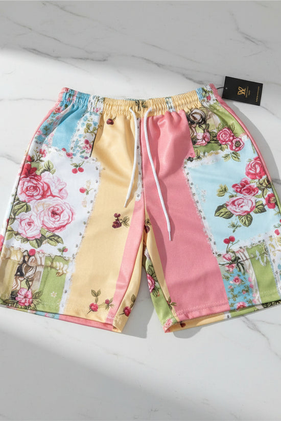 Women’s Retro Floral Print Casual Shorts 