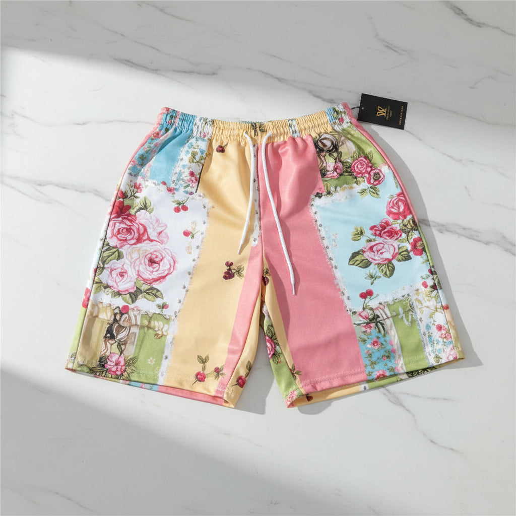 Women’s Retro Floral Print Casual Shorts 