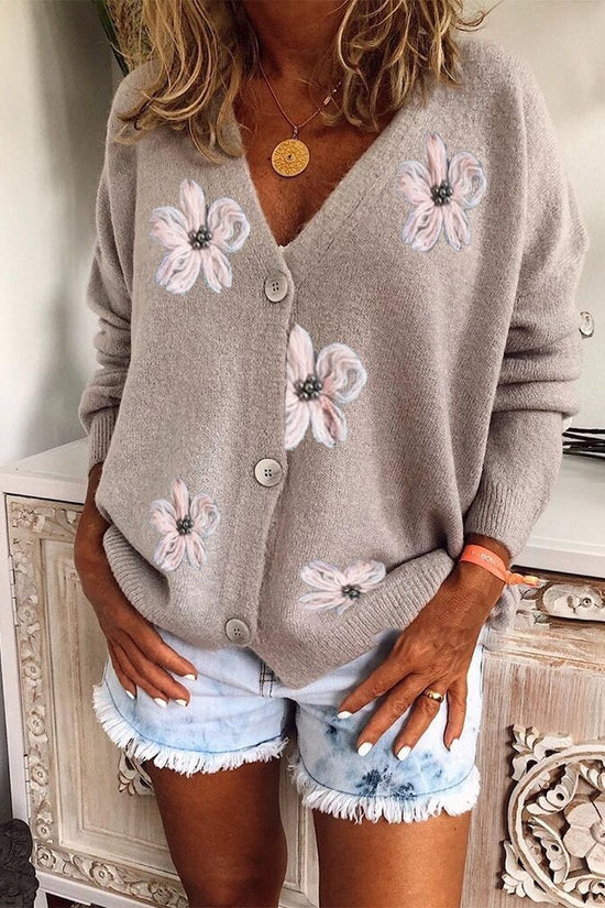 V-neck Crochet Loose Knit Cardigan Jacket Women Thickened CJ