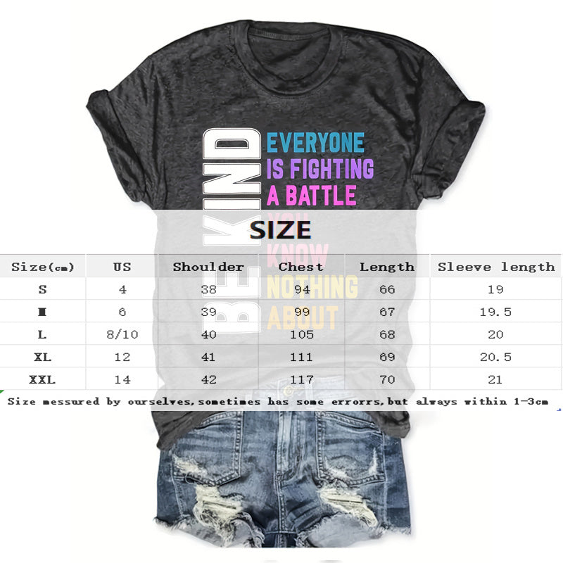 Women's Round Neck Short Sleeve T-Shirt With Slogan Print, Casual Summer Top CJ US