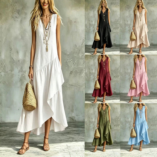 Women's Casual Solid-Color Loose Sleeveless Dress 