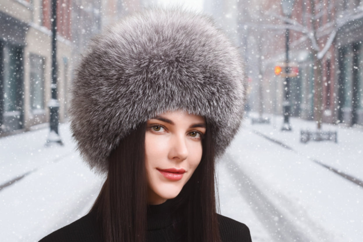 Women's Winter Genuine Leather Ethnic Style Warm Ear Protection Hat 