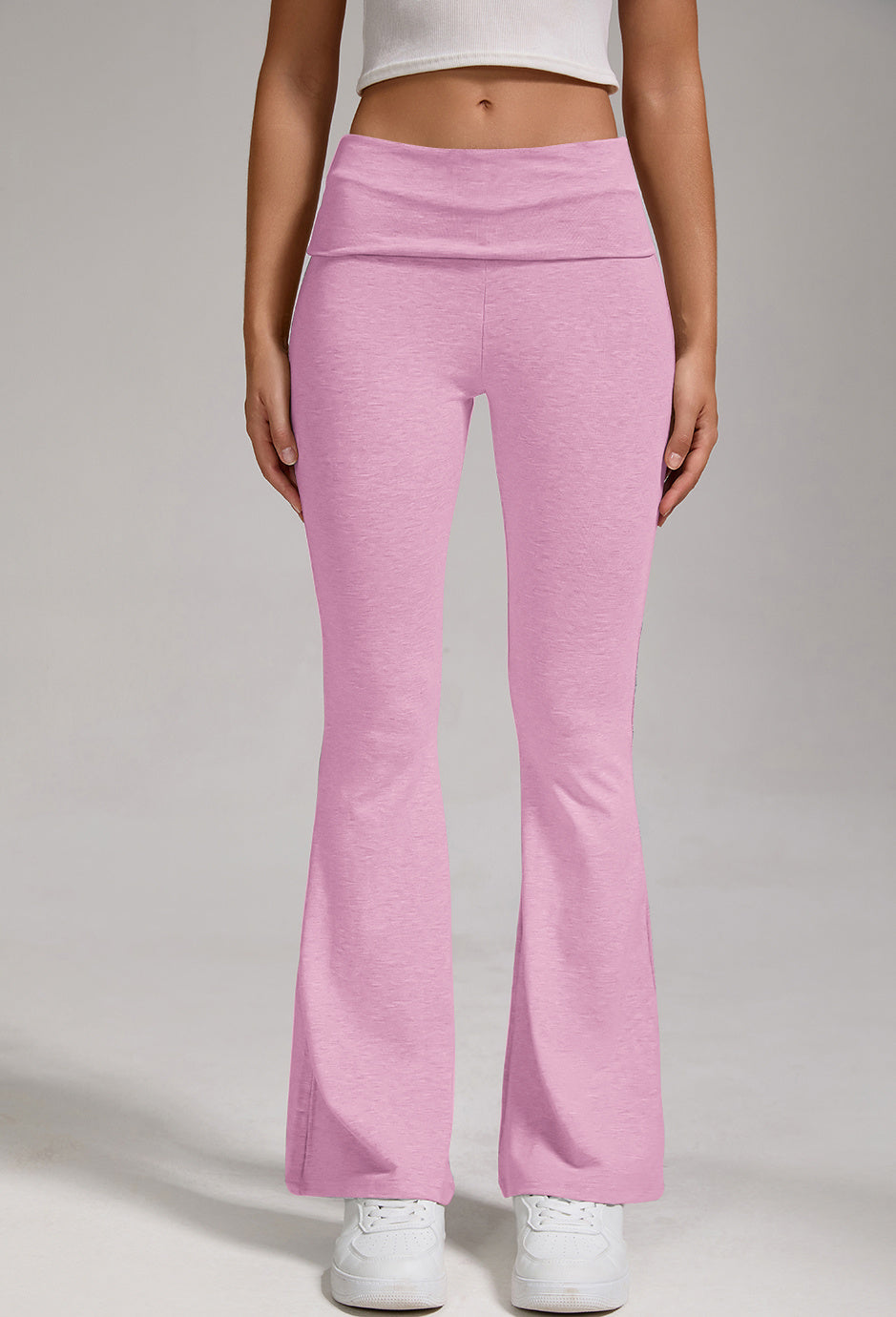 🔥 Women's Low-Waisted Folded Waist Flared Pants - Low-Rise Wide-Leg Trousers FitiqueFit