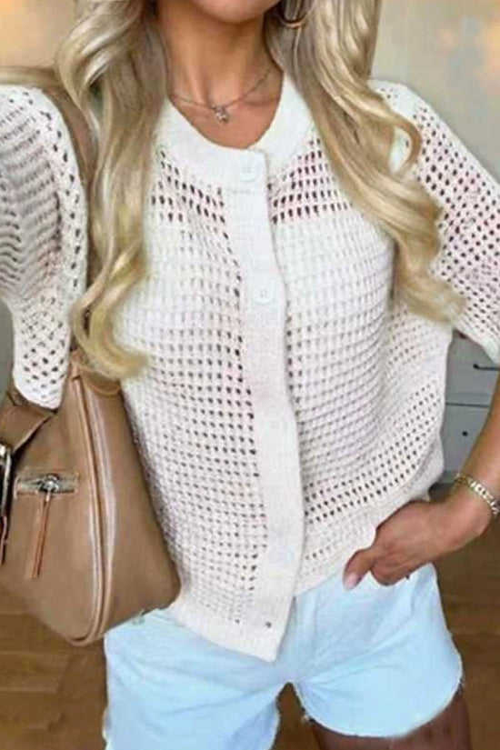 Women's Solid-color Cardigan Sweater Top 