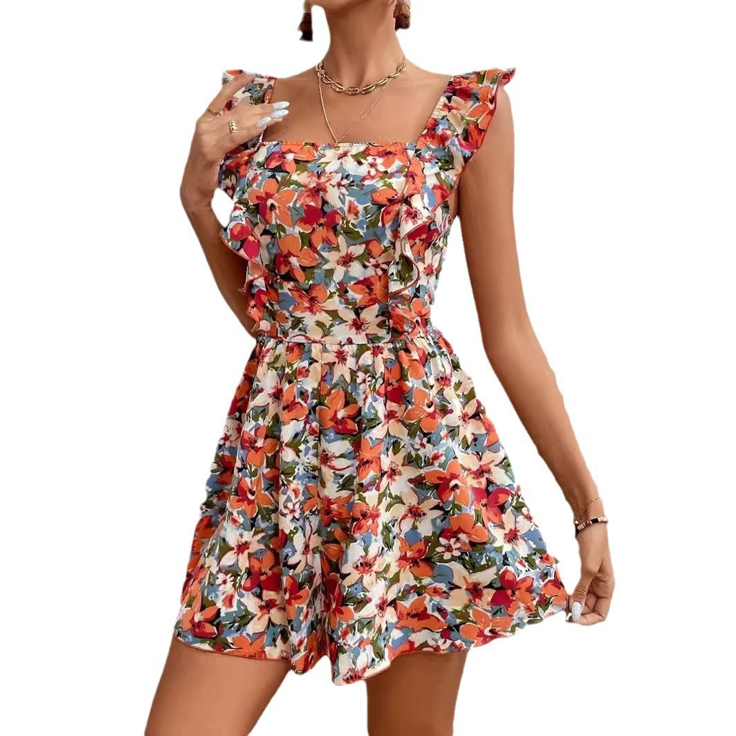 🌸 Women's Sleeveless Square Neck Printed Jumpsuit FitiqueFit