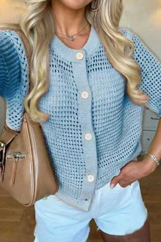 Women's Solid-color Cardigan Sweater Top 