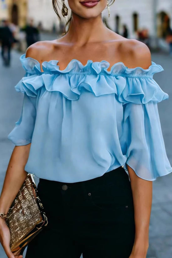 Solid-color Sexy Loose Off-shoulder Shirt 