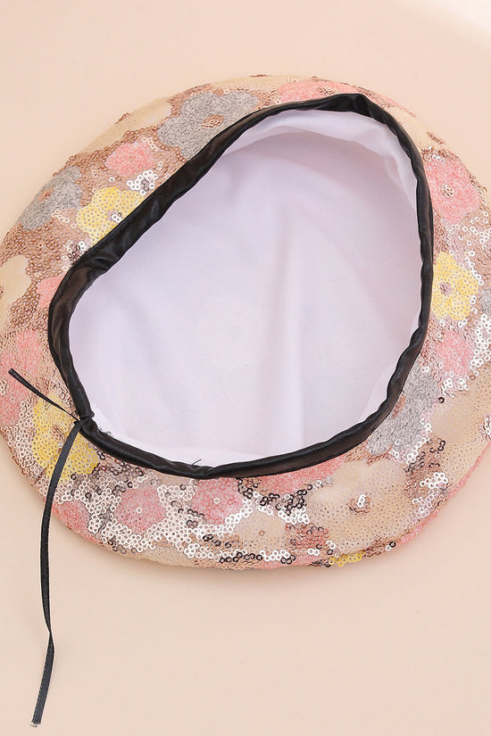European And American Trendy Fashion Small Sequin Flower Beret, A Versatile Style That Suits All Occasions. A Painter's Hat, Perfect For Outdoor Photography. 