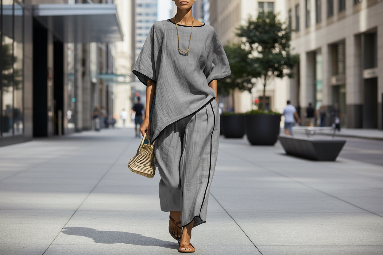 Casual Resort-Style Fashionable Loose Two-Piece Set For Women 
