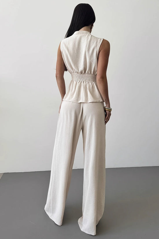Lace-up V-neck Vest Top And Pants Two-piece Set 