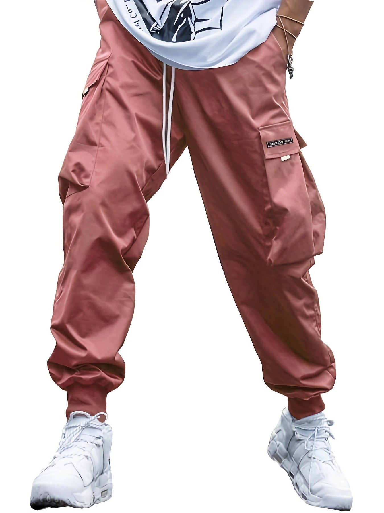 Multi-pocket Cargo Pants Men's Casual Hip-Hop Drawstring Trousers Outdoor Streetwear Sports Pant CJ US