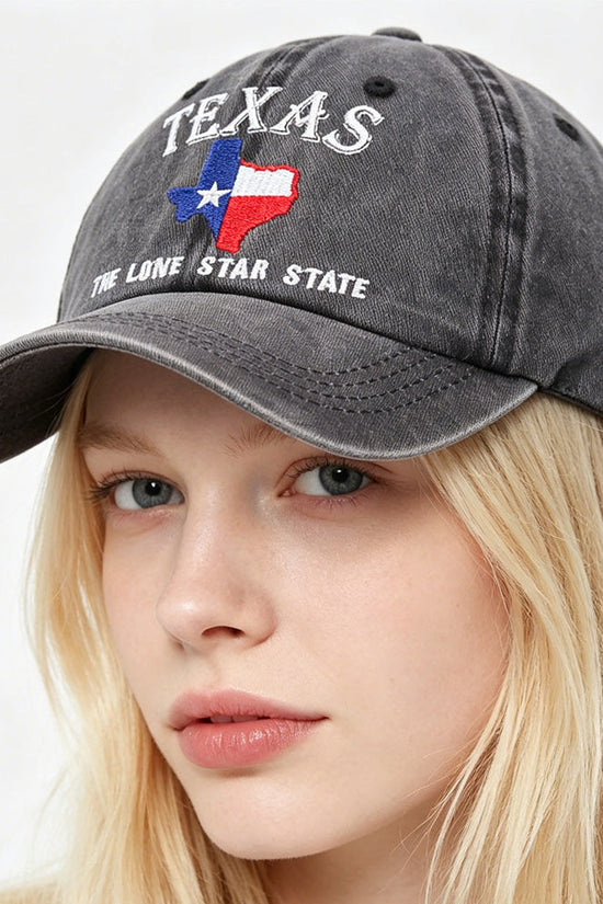 Texas Lone Star Embroidered Vintage Washed Baseball Cap – Adjustable Unisex Hat 