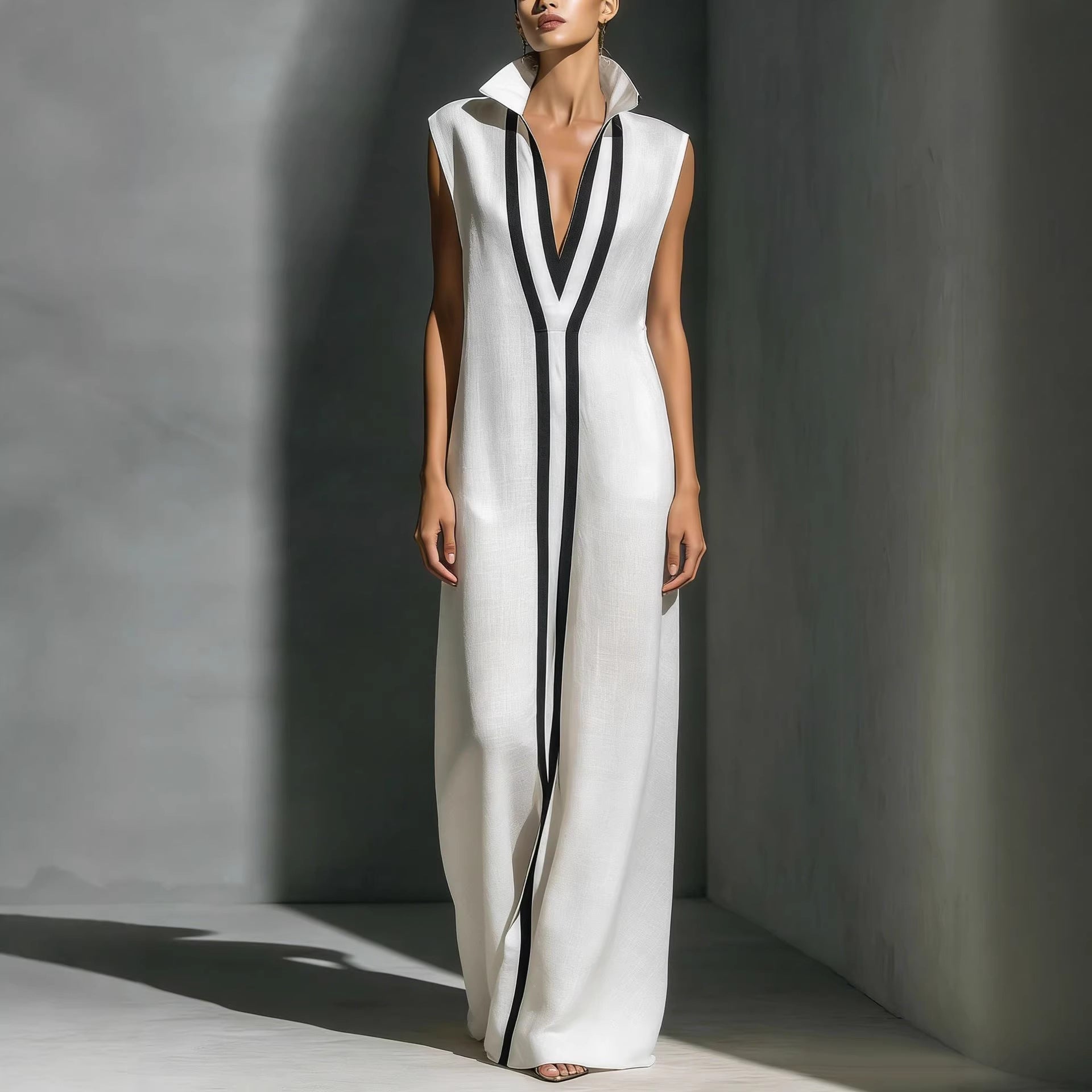 V-neck contrasting dress 