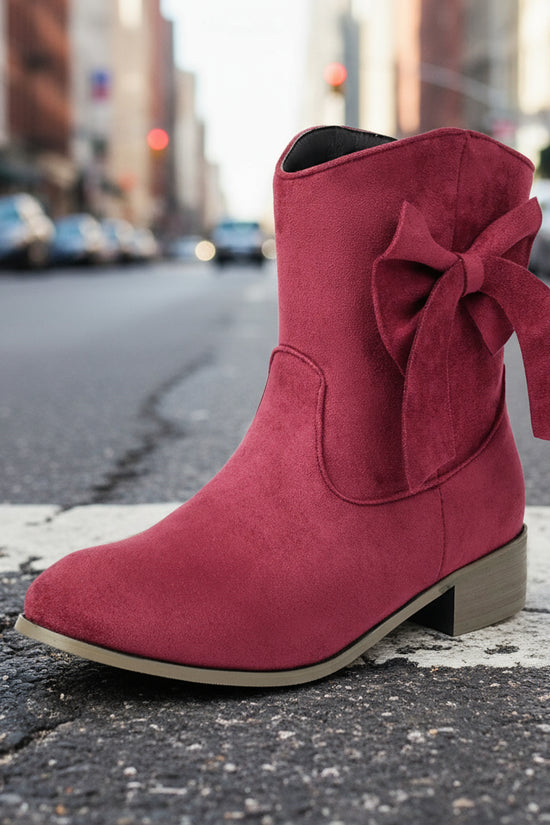 Low Heel Suede Large Size Sweet Bow Casual Boots CJ