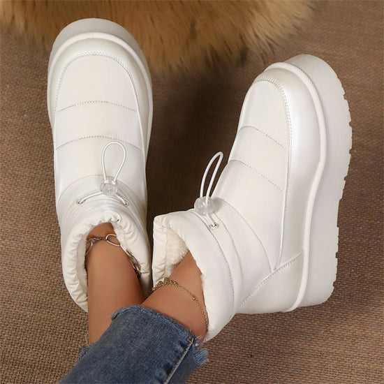 Women’s Fleece-Lined Short Boots – Warm Cotton Lined Winter Ankle Boots - FitiqueFit