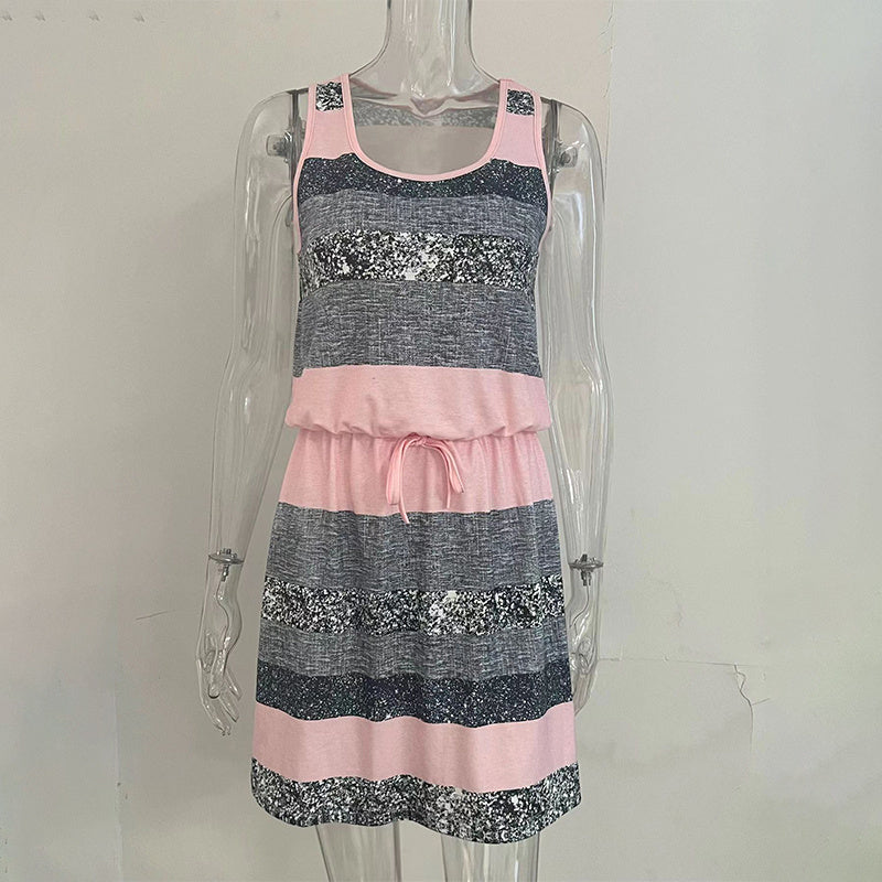 Women’s Color‑Block Striped Tie‑Waist Mini Dress CJ US