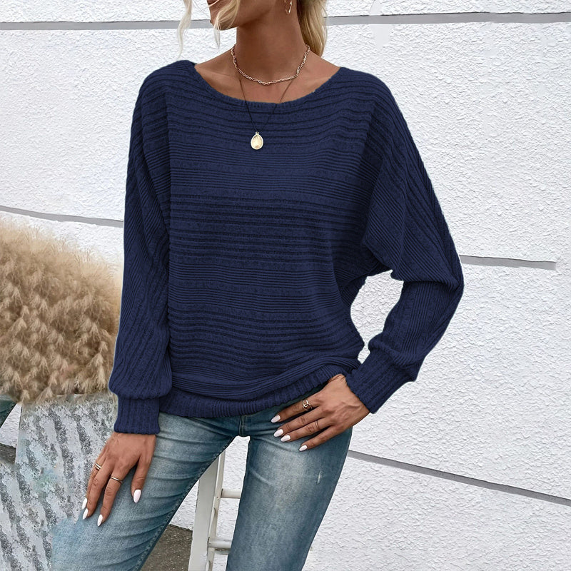 Women’s Textured Round-Neck Long-Sleeve Pullover CJ US