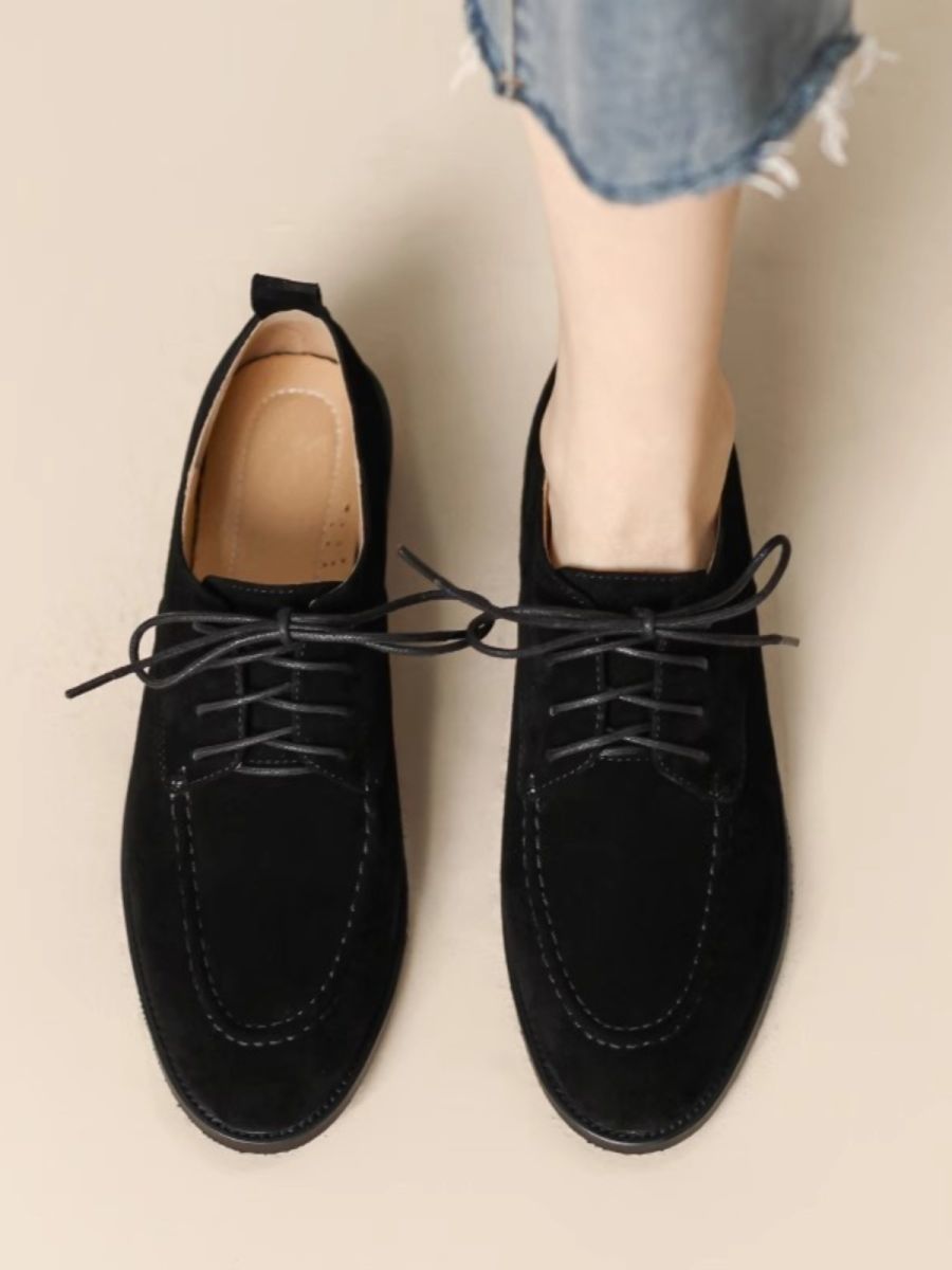 Women’s Retro Deep-Mouth Lace-Up Loafers – Vintage-Inspired Pumps CJ