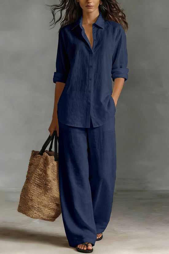 Bohemian Resort Cotton-Linen Top And Pants Set 