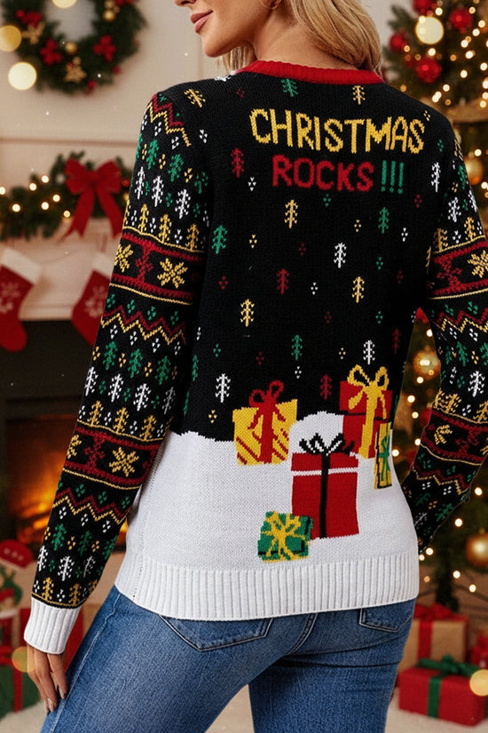 Elk Jacquard Santa Claus Knitted Sweater CJ